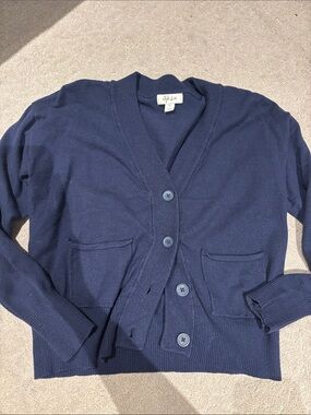 Style & Co. Dark Navy V-Neck Button Cardigan